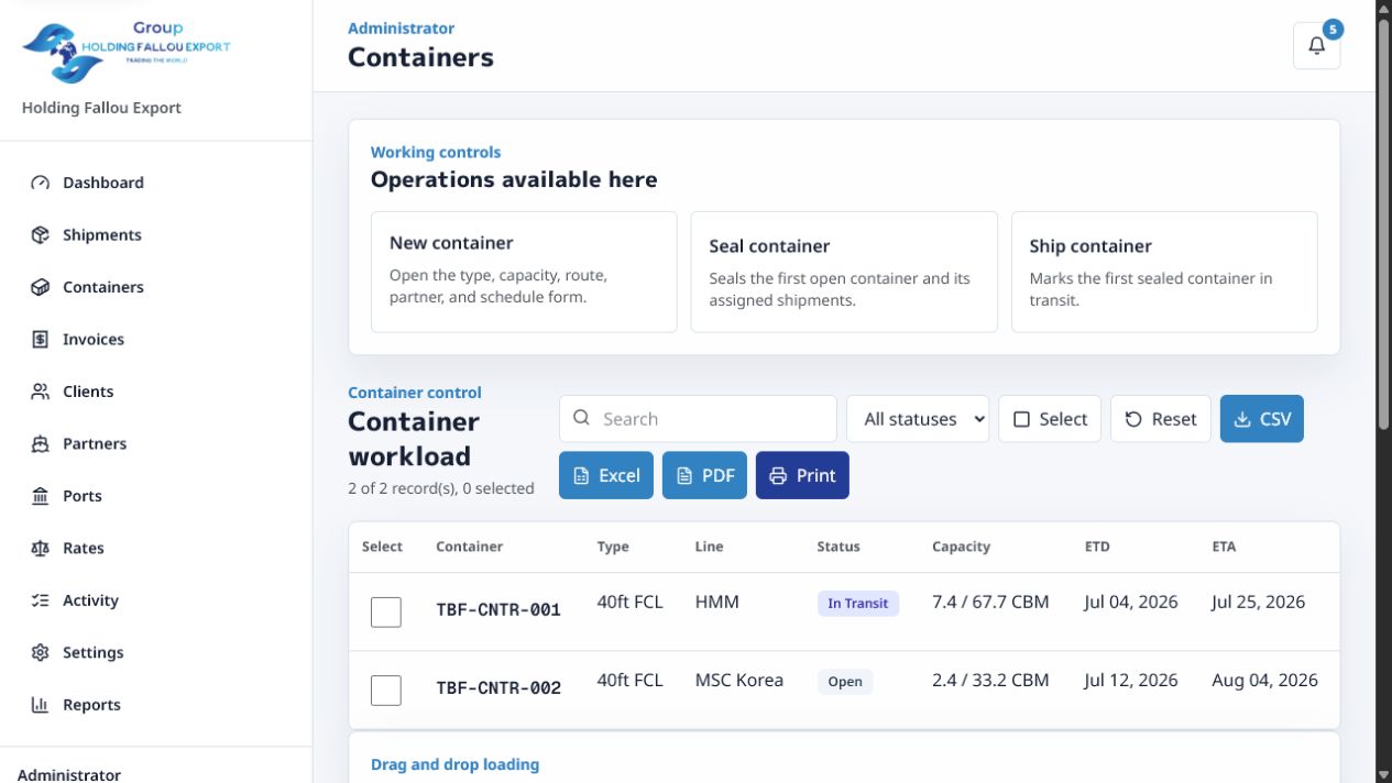 Admin containers