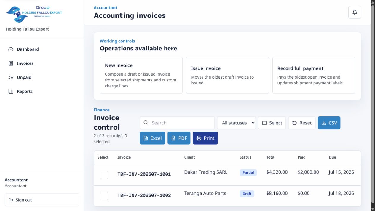 Accountant invoices
